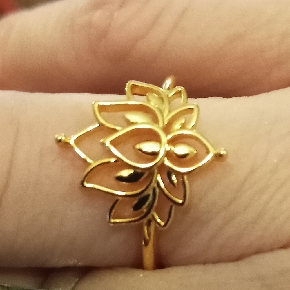 Goldtone Lotus Ring